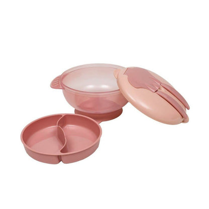 Kit Refeição com Compartimento e Talheres Rosa Buba