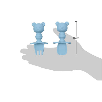 Kit Talheres Silicone Ursinho Azul Buba