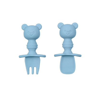 Kit Talheres Silicone Ursinho Azul Buba