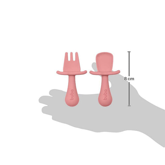 Kit Talheres Silicone Ursinho Rosa Buba