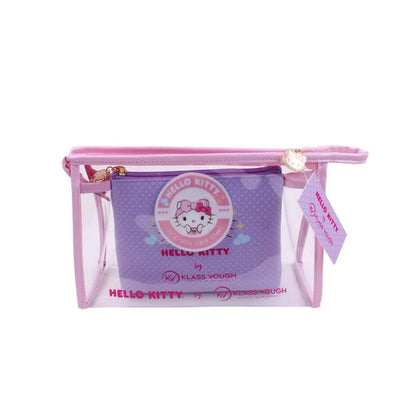 Kit 2 Necessaires Hello Kitty Klass Vough Estampada e Transparente Pink