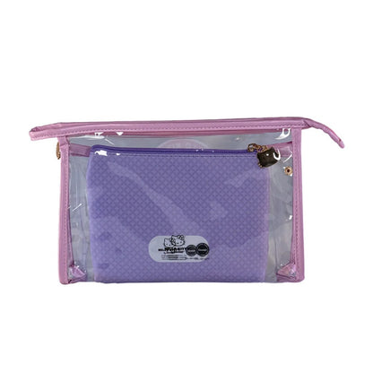 Kit 2 Necessaires Hello Kitty Klass Vough Estampada e Transparente Pink