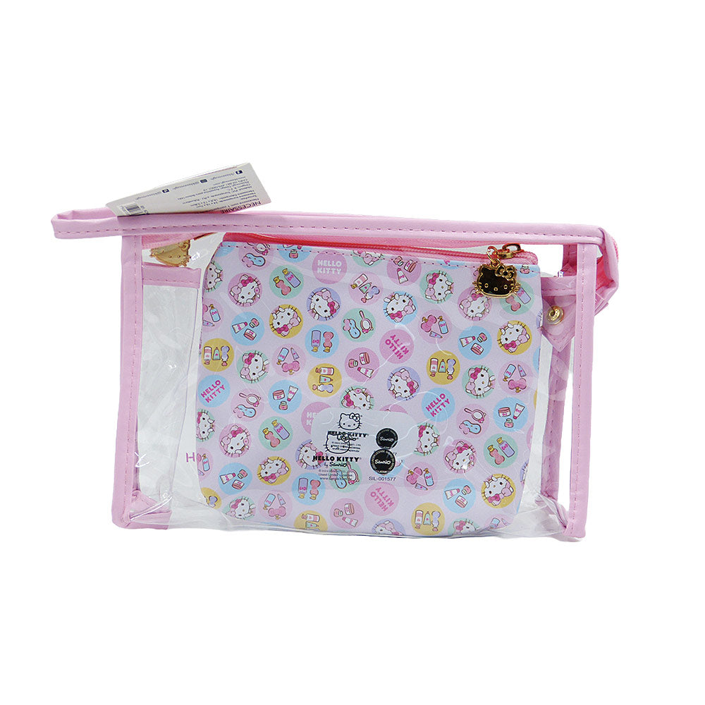 KIT COM 2UN NECESSAIRE ROSA HELLO KITTY 24X16X7CM E 18,8X13X3,8CM KCHK-03R KLASS VOUGH