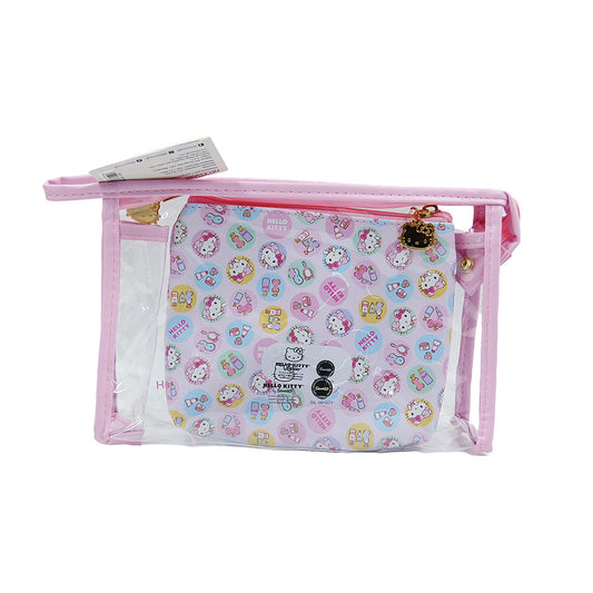 KIT COM 2UN NECESSAIRE ROSA HELLO KITTY 24X16X7CM E 18,8X13X3,8CM KCHK-03R KLASS VOUGH