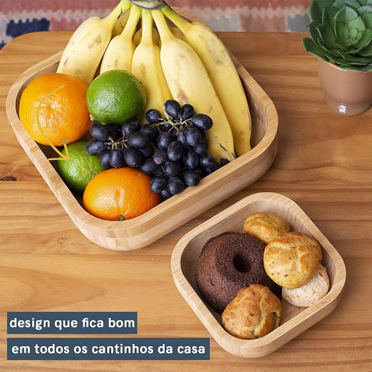 Kit de 2 Bowls de Bambu Quadrados 23cm e 14cm Oikos