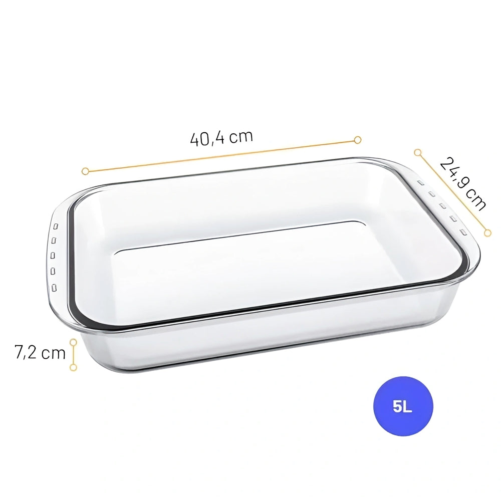 LASANHEIRA RETANGULAR VIDRO TEMPERADO 5L MARINEX