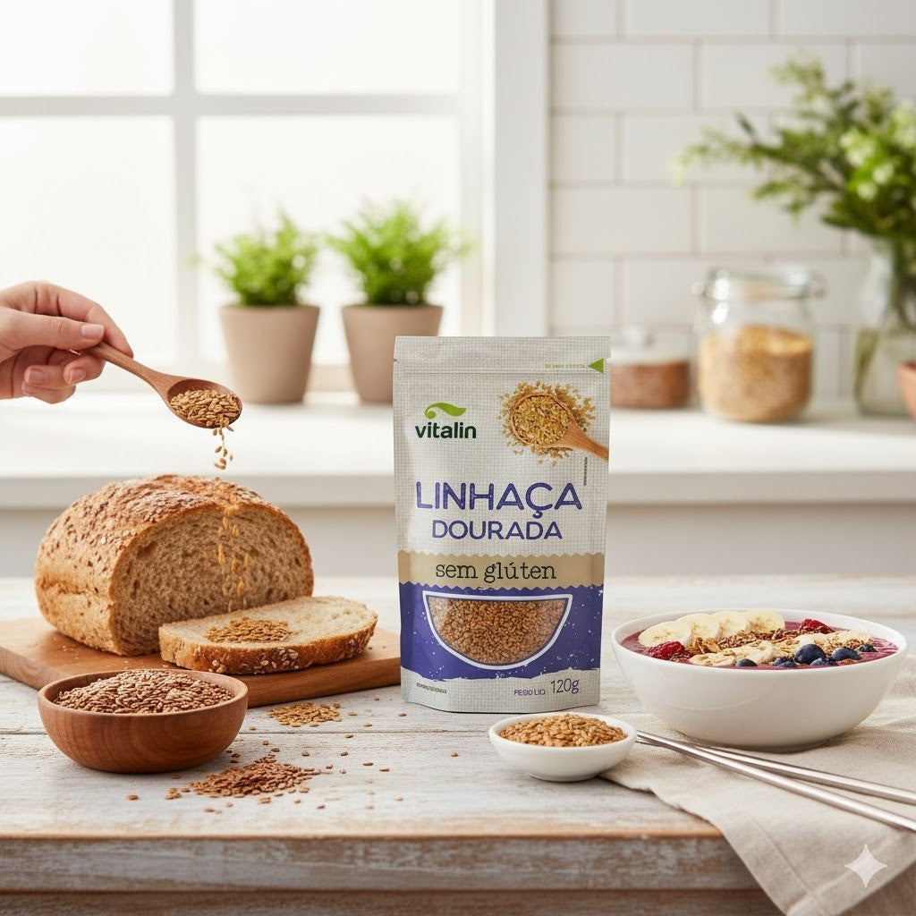 Linhaça Dourada em Grãos Sem Glúten 120g Vitalin