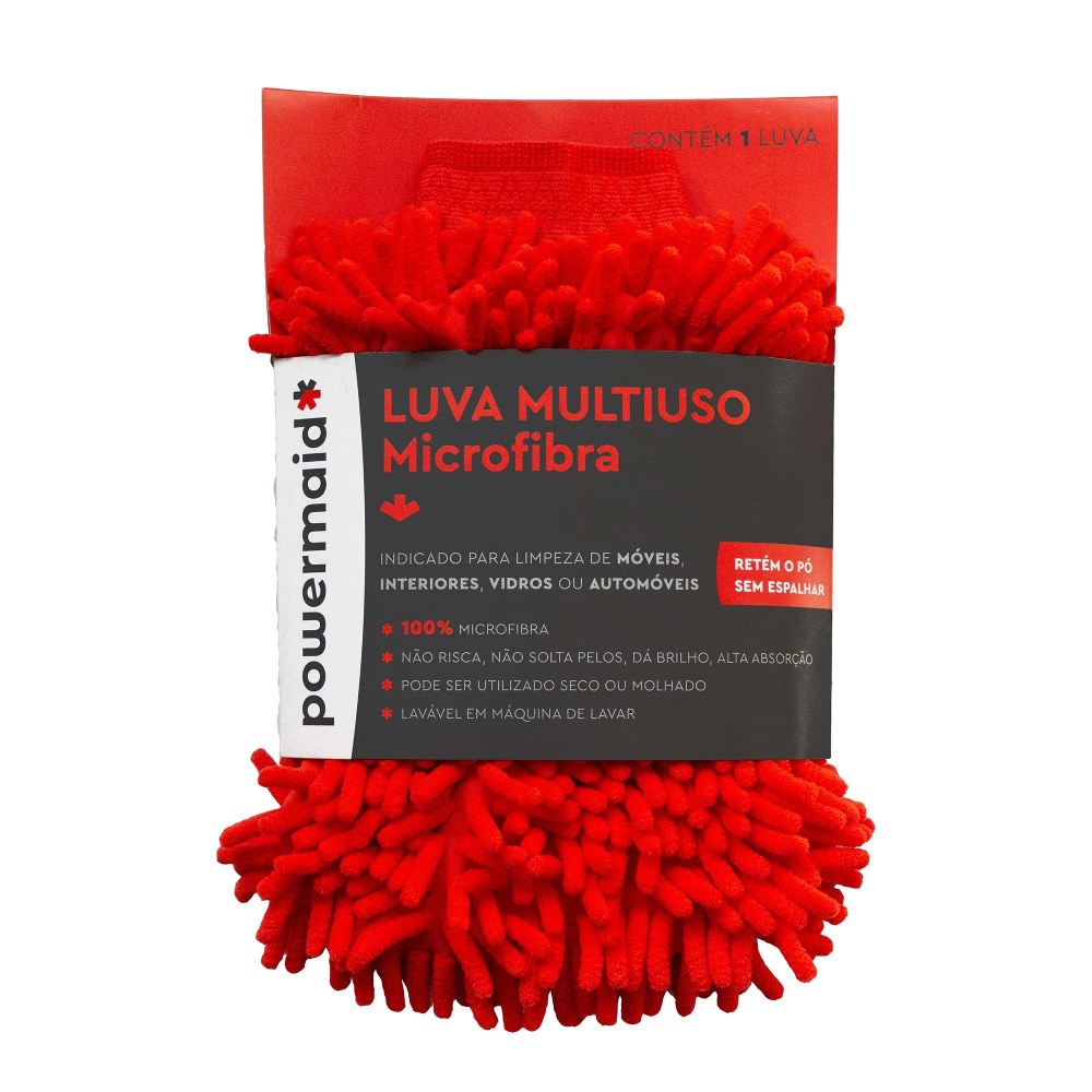 Luva Multiuso em Microfibra Vermelho Powermaid