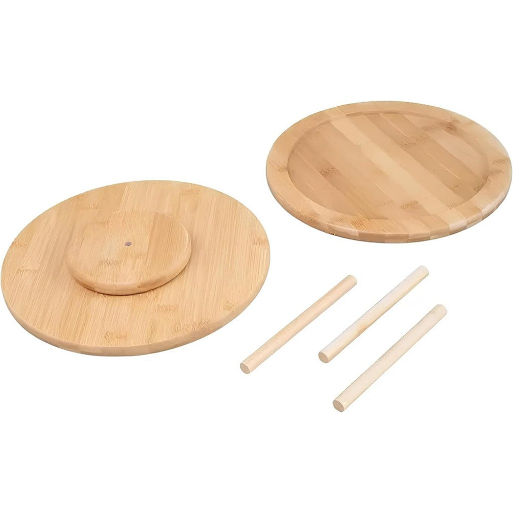 ORGANIZADOR GIRATORIO 2 ANDARES DE BAMBU 30CMX30CMX18,5CM LYOR