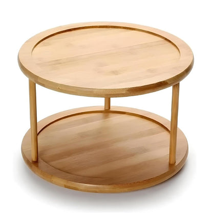 ORGANIZADOR GIRATORIO 2 ANDARES DE BAMBU 30CMX30CMX18,5CM LYOR