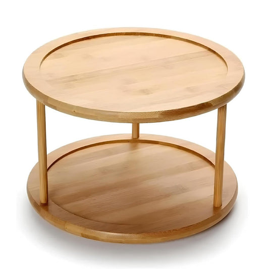 ORGANIZADOR GIRATORIO 2 ANDARES DE BAMBU 30CMX30CMX18,5CM LYOR