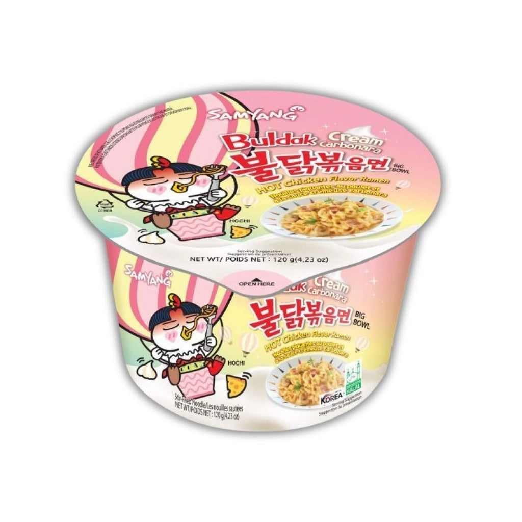 Macarrão Instantâneo Buldak sabor Frango Picante Cream Carbonara Big Bowl 120g Samyang