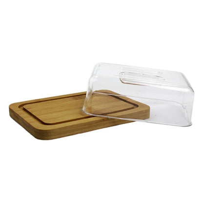 Manteigueira de Bambu com Tampa em Acrílico Hauskraft 20cm