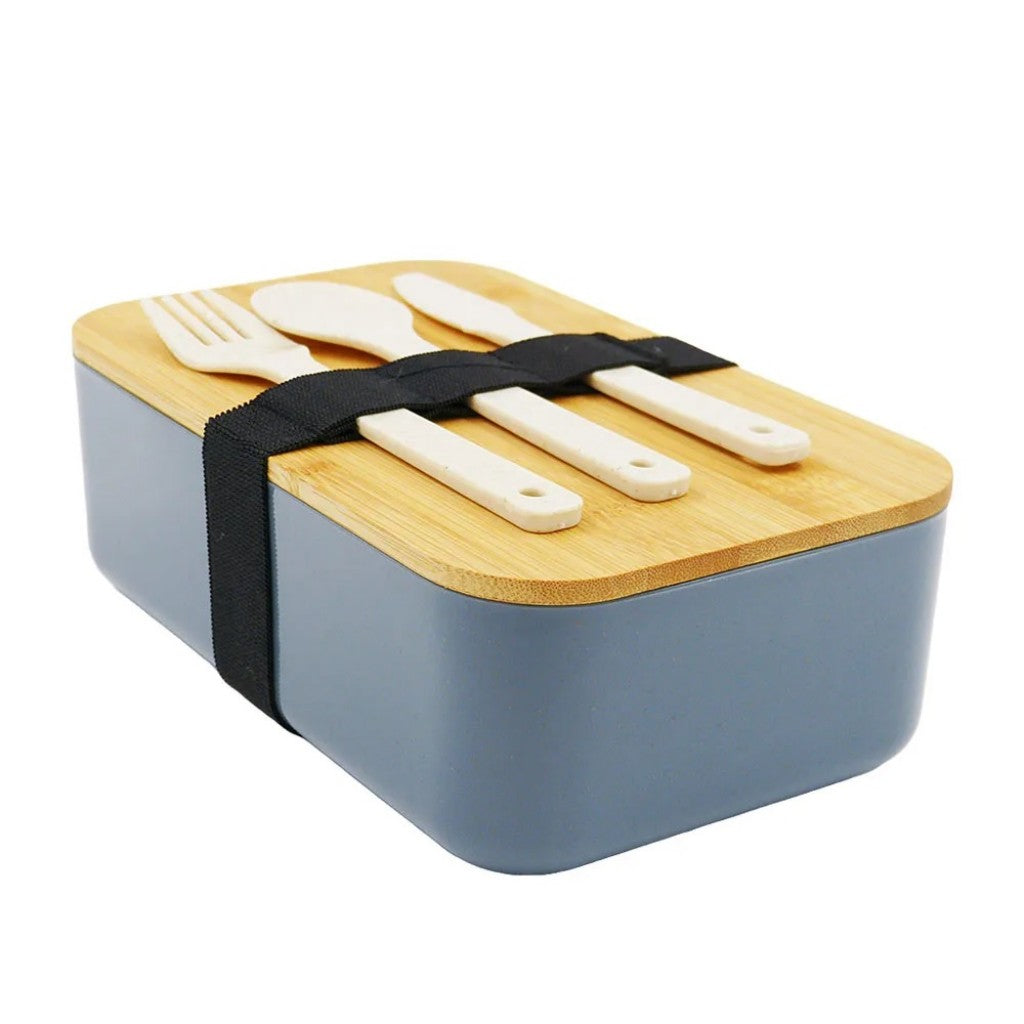 Marmiteira Fibra de Bambu c/Talheres Cinza 19,5x11,5x6,5cm Hauskraft