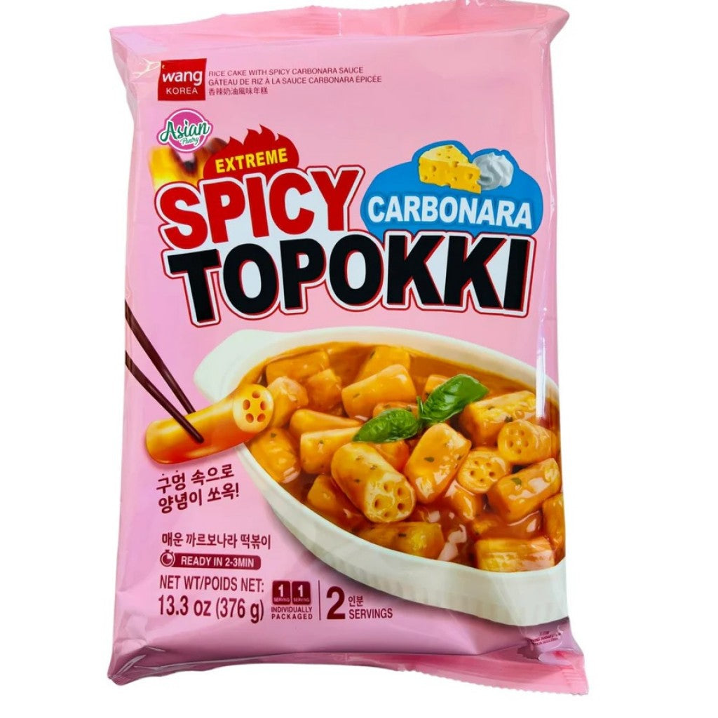 Massa de Arroz Picante Carbonara Topokki 376g Wang