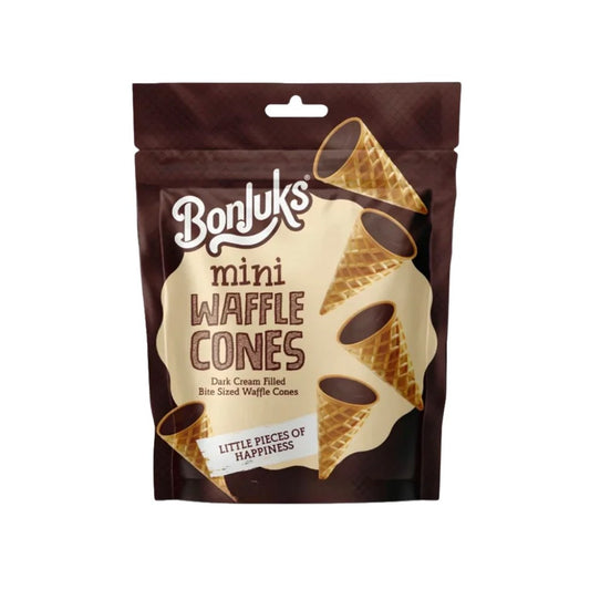 Mini Cones de Wafer com Recheio de Chocolate Amargo 50g Bonjuks
