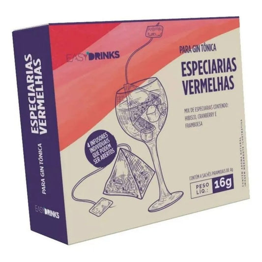 Mix de Especiarias Vermelhas para Gin Tônica 4 Sachês 16g Easy Drinks