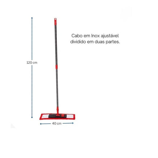 Mop Microfibra Flat Tamanho Unico Vernelho e Cinza Poweraid