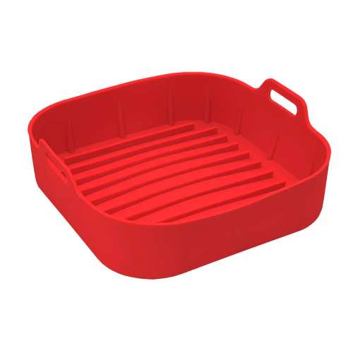 Panela Silicone para Air Fryer Quadrada 21x19.5cm Vermelha Mimo Style