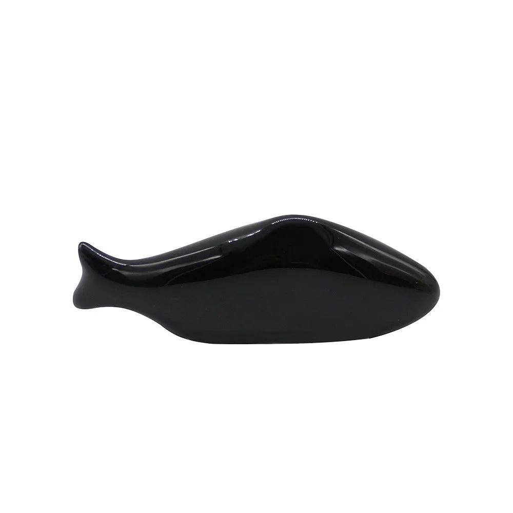 Descanso de Hashi Peixe Cerâmica Preto 9,5cm Scalla
