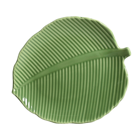 PRATO RASO RELEVADO LEAVES VERDE 32CM SCALLA