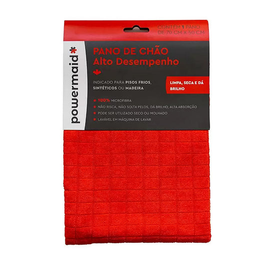 Pano de Chão em Microfibra Vermelho 70x50cm Powermaid