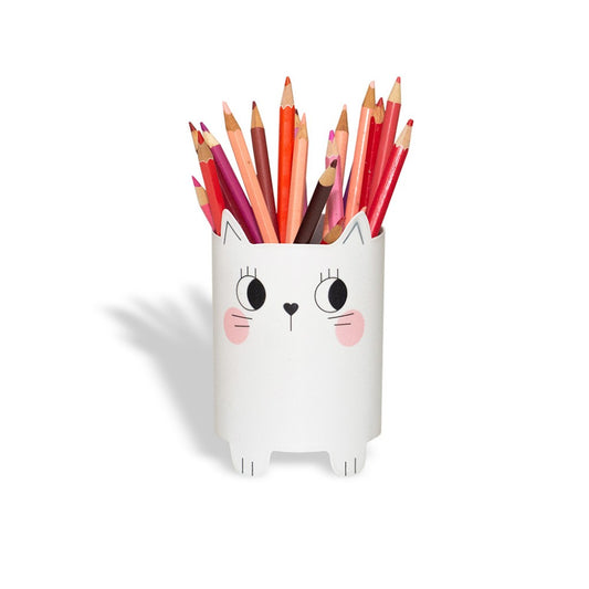 Porta Caneta Torre Gata Mimi Branco Geguton