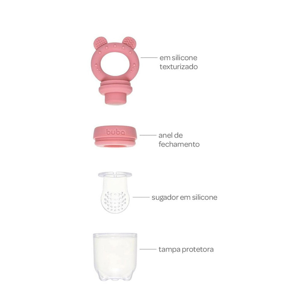 Porta Frutinhas em Silicone Ursinho Rosa Buba