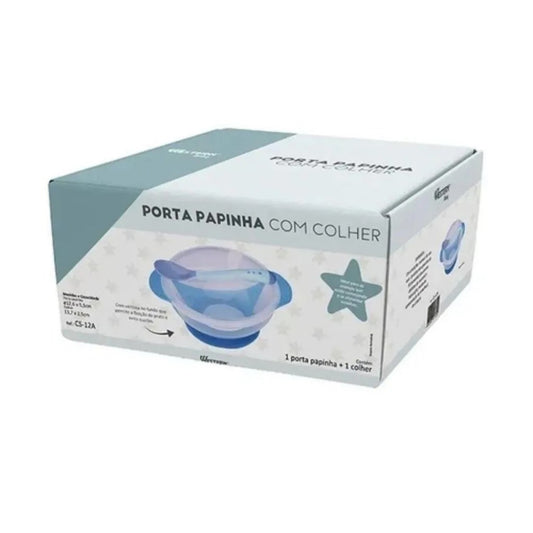 Porta-Papinha com Colher Azul 350ml Western Baby