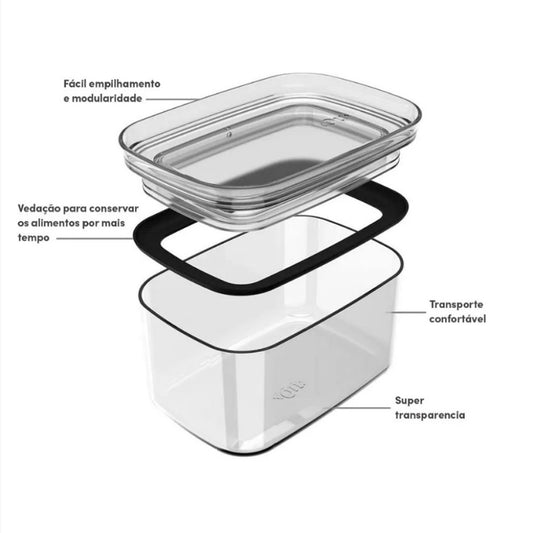 Pote Hermético Acrílico Retangular 650ml