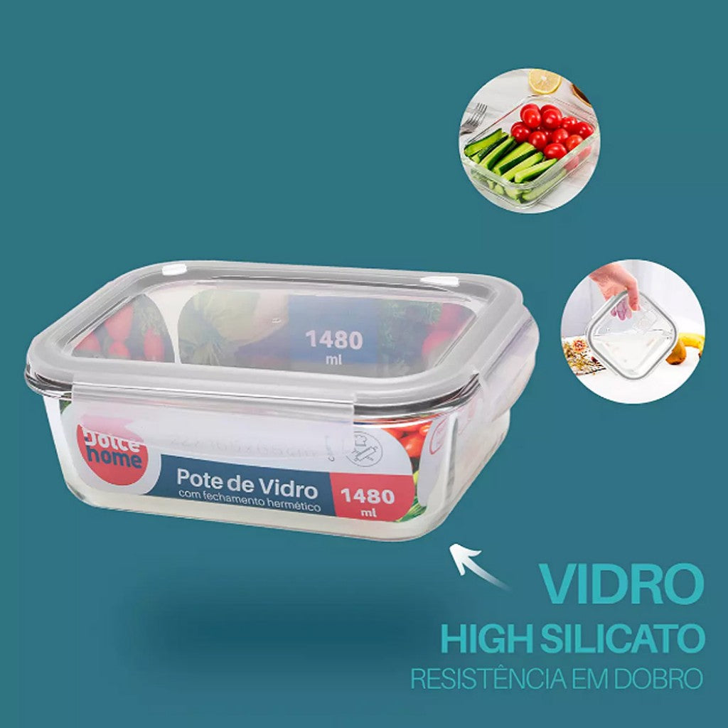 Pote Hermético de Vidro 1480ml - Dolce Home