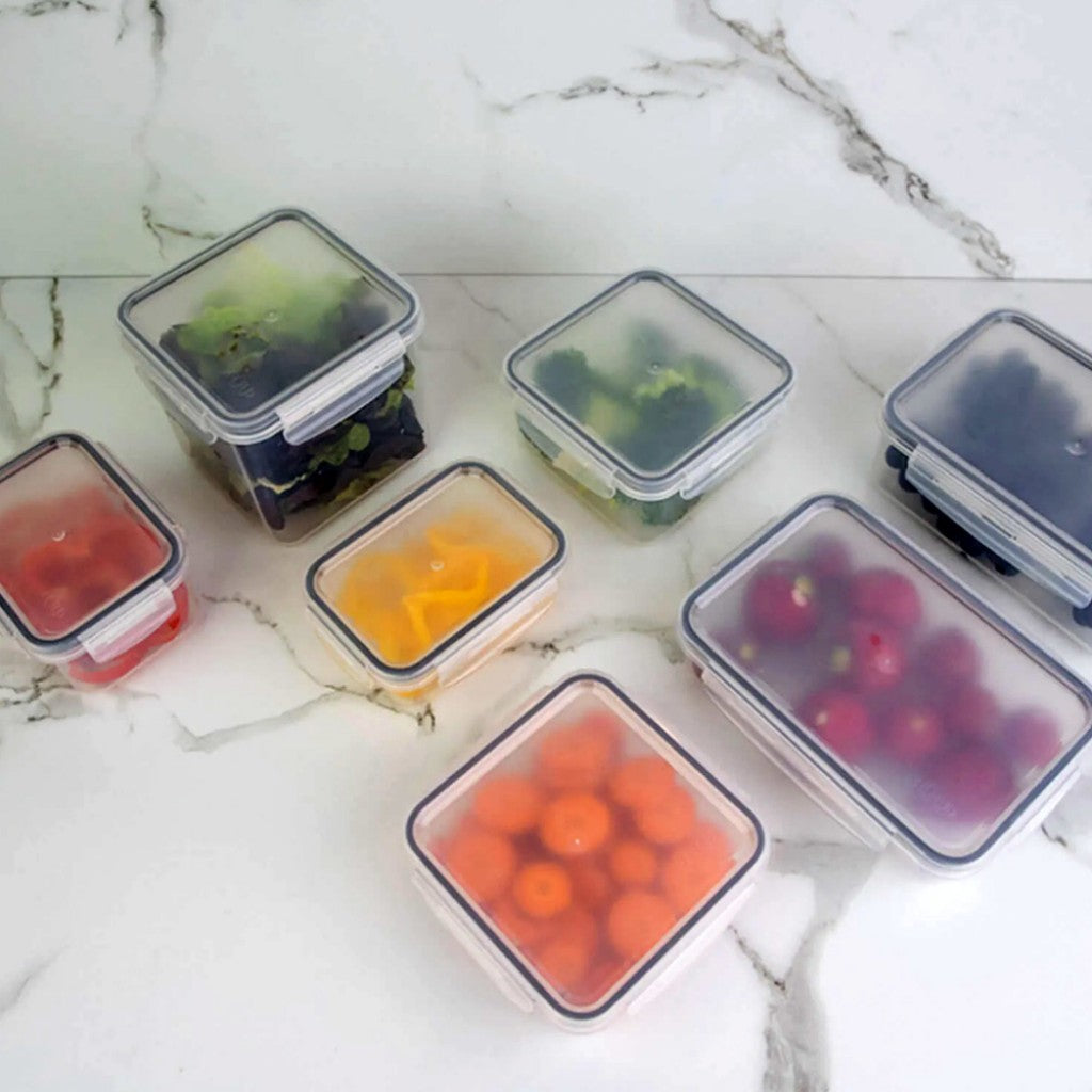 Pote organizador de Geladeira Click Retangular 380 ml - Natural