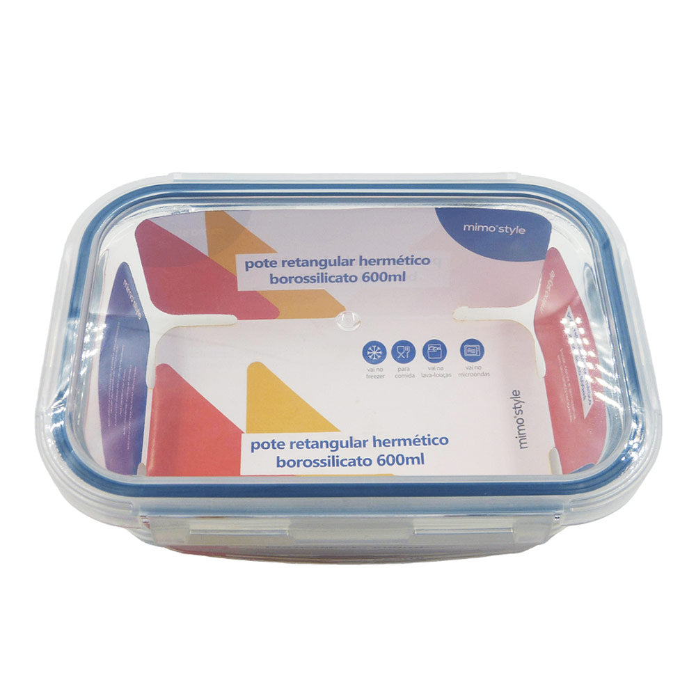 Pote Retangular Boro 600ml