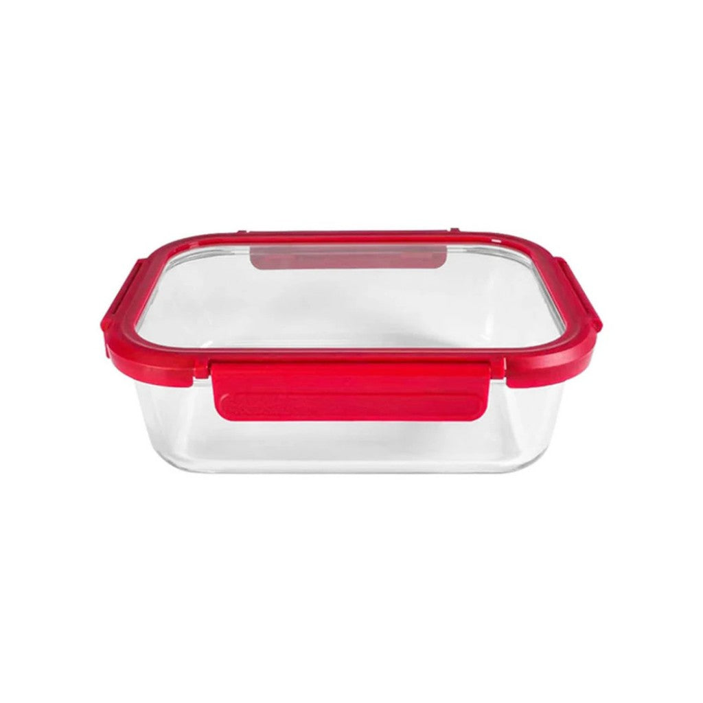 Pote com Tampa de Vidro Borossilicato Retangular 630ml Allmix