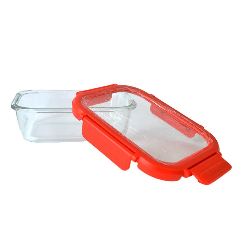 Pote com Tampa de Vidro Borossilicato Retangular 630ml Allmix