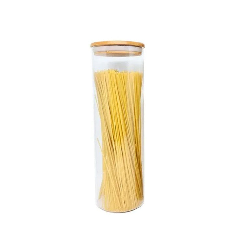 Pote de Vidro com Tampa de Bambu Circular Mantimento Oikos 2L