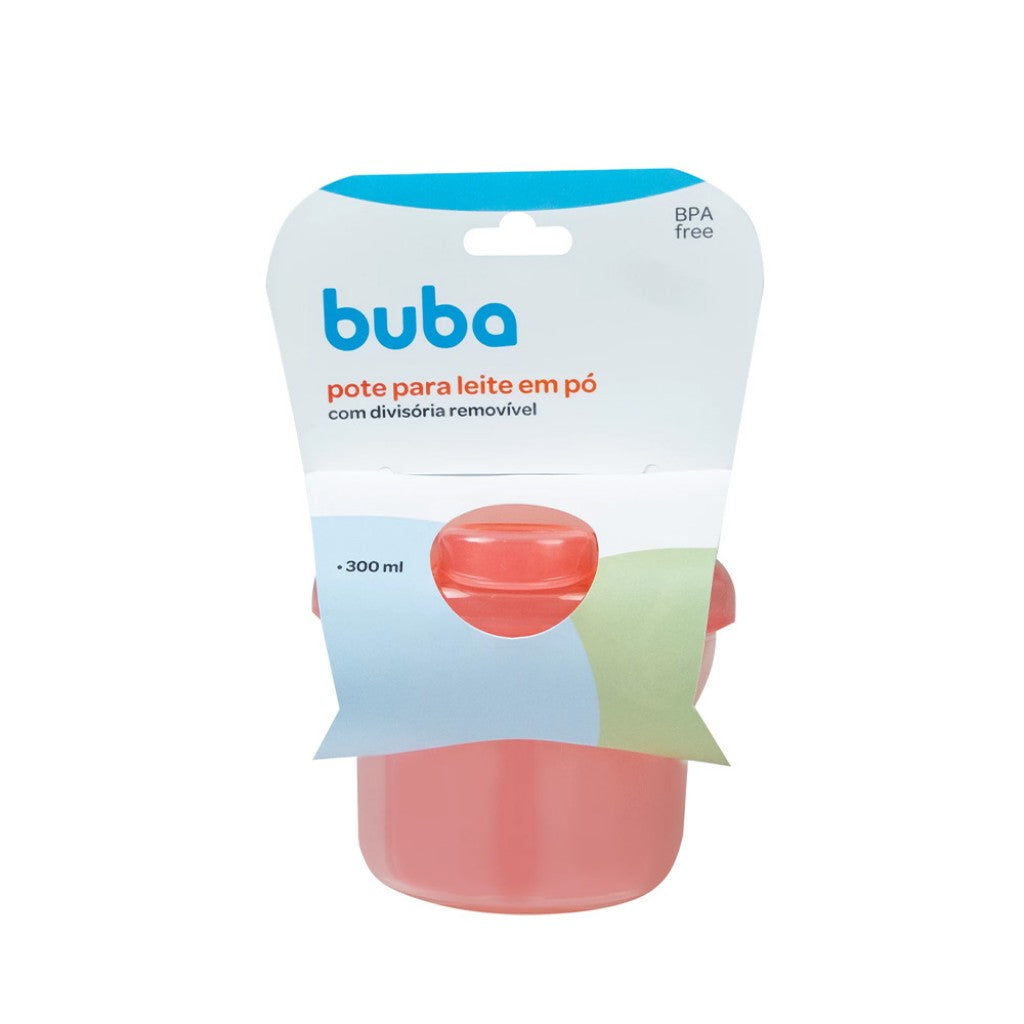 Pote para Leite em Pó Rosa 300ml Buba