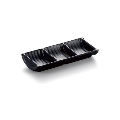 Prato de Melamina Preto Retangular 3 Divisórias Hauskraft 18x8cm