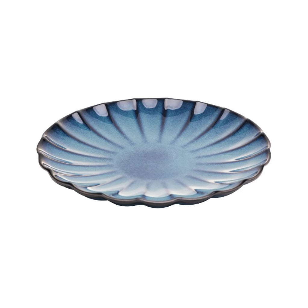 Prato Sobremesa Cerâmica Scallop Azul 21cm Wolff