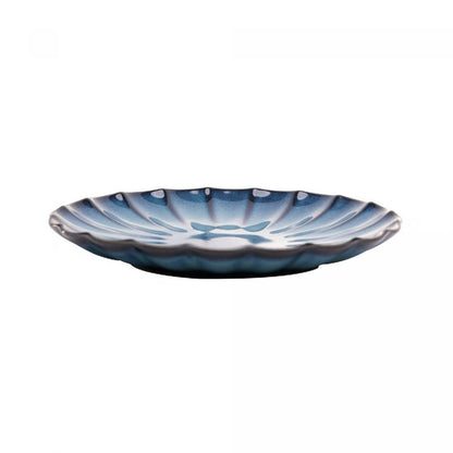 Prato Sobremesa Cerâmica Scallop Azul 21cm Wolff