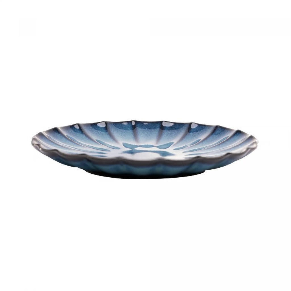 Prato Sobremesa Cerâmica Scallop Azul 21cm Wolff