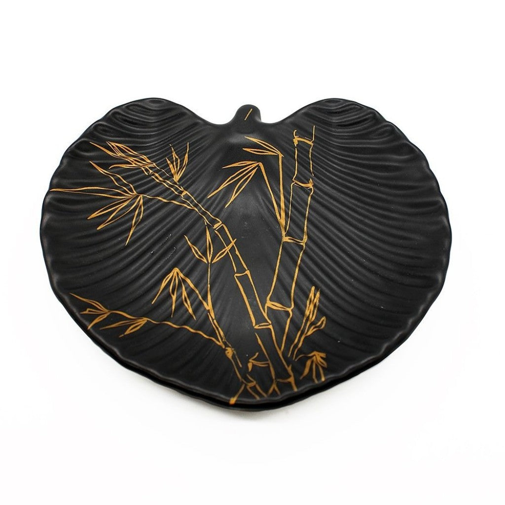 Prato Sobremesa Jam Folha Ceramica Preto - Scalla
