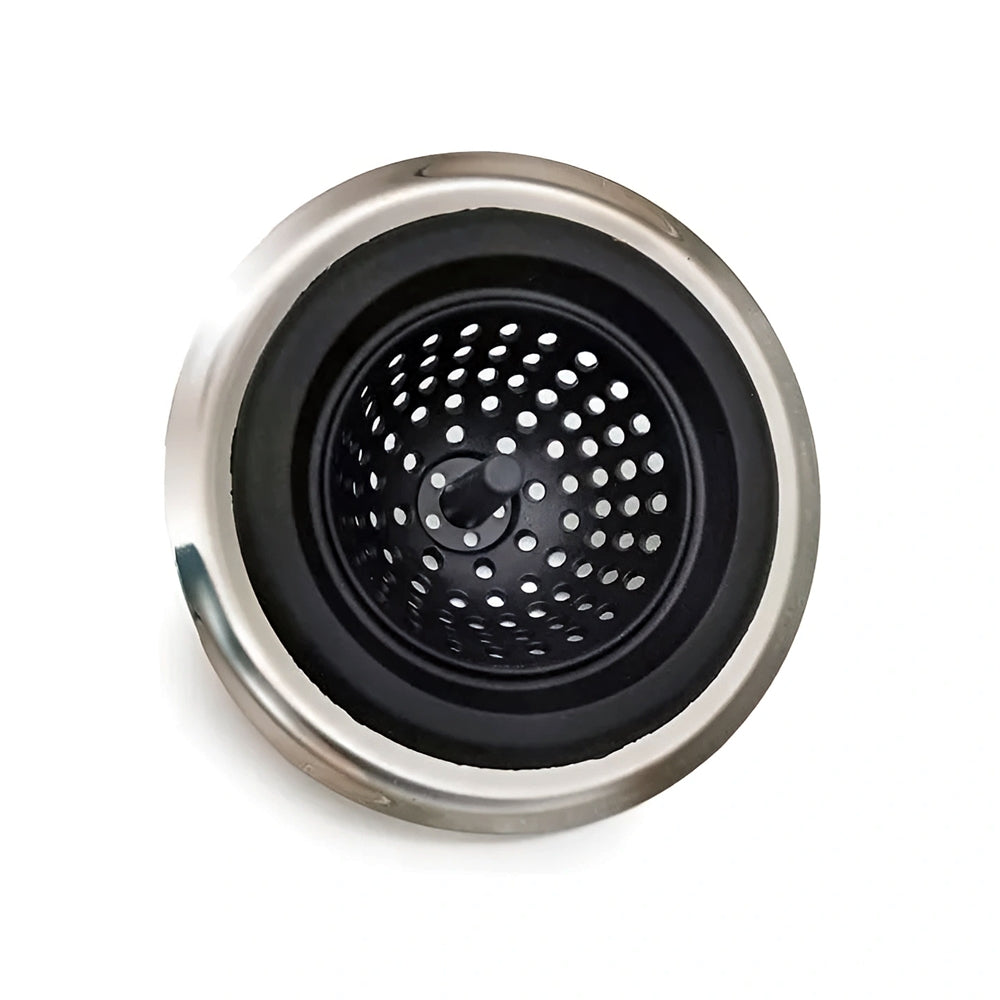 Ralo de Pia Silicone e Inox Preto 12x4cm