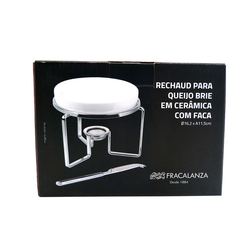 RECHAUD PARA QUEIJO BRIE EM CERAMICA COM FACA INOX 16,2X11,5CM FRACALANZA