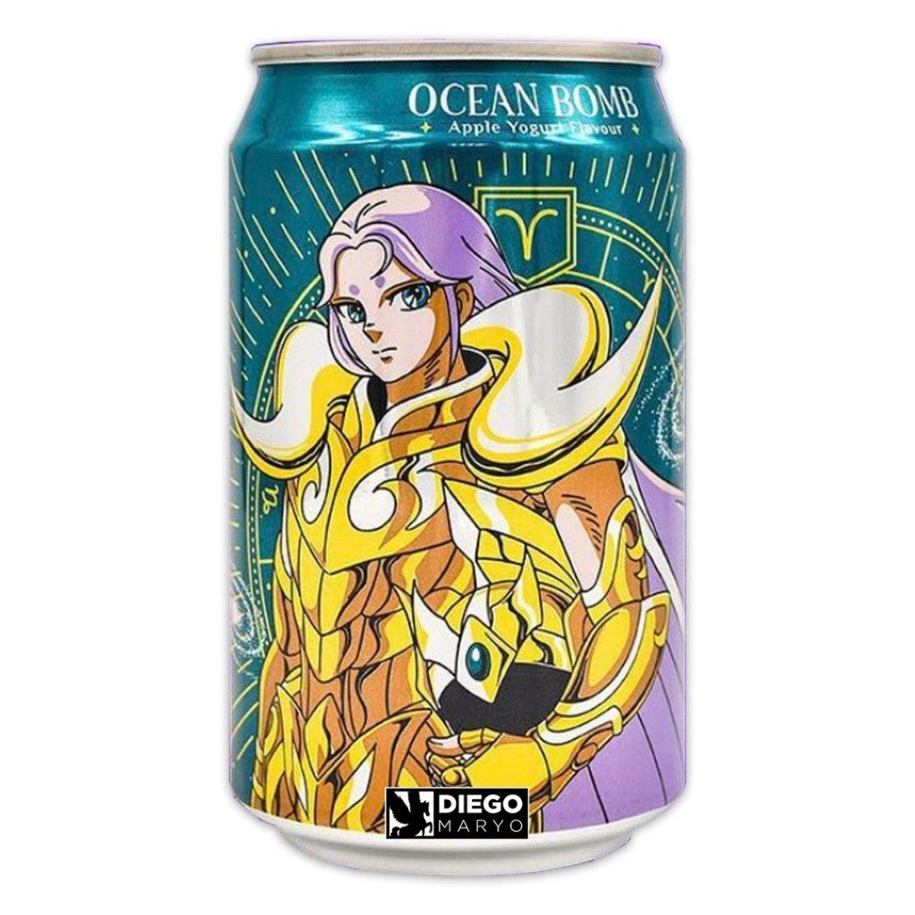 Refrigerante sabor Calpis Soda Maçã Cavaleiros do Zodíaco (Áries) 330ml Ocean Bomb