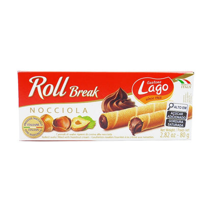 Rolinho Wafer com Recheio de Creme de Avelã e Cacau 80g Gastone Lago