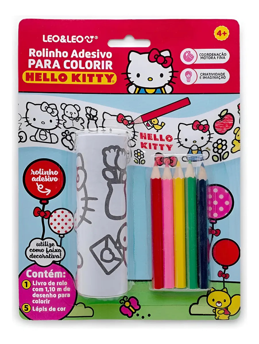 Rolinho Adesivo para Colorir Hello Kitty Leo&Leo