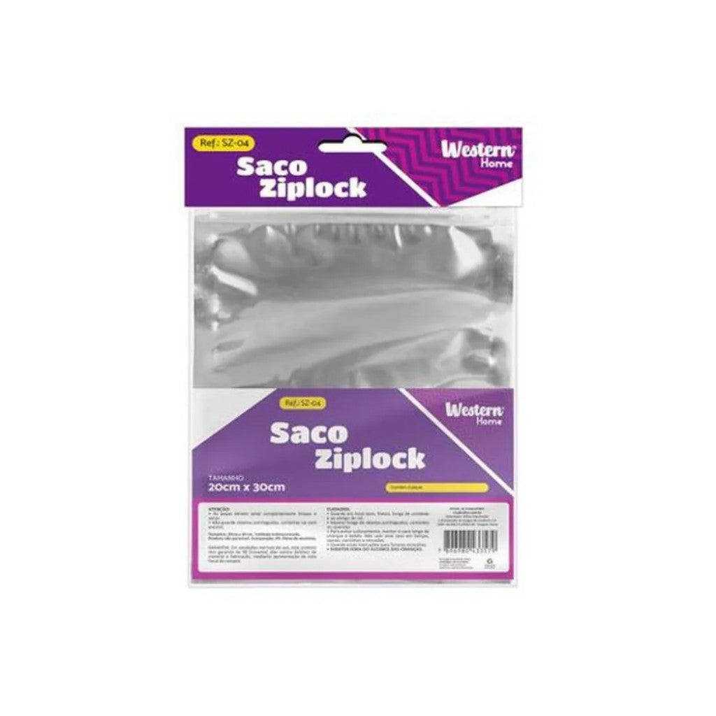 Saco Aluminio Ziplock 20x30cm 3un Western Home