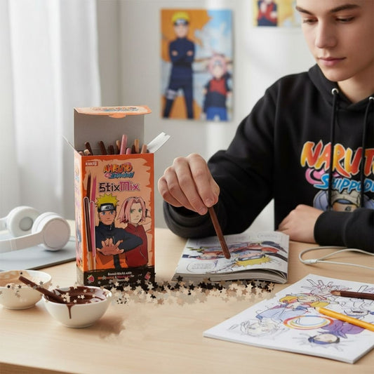 Sticks Coberto com Chocolate e Morango StixMix Naruto Shippuden 40g Kandiz