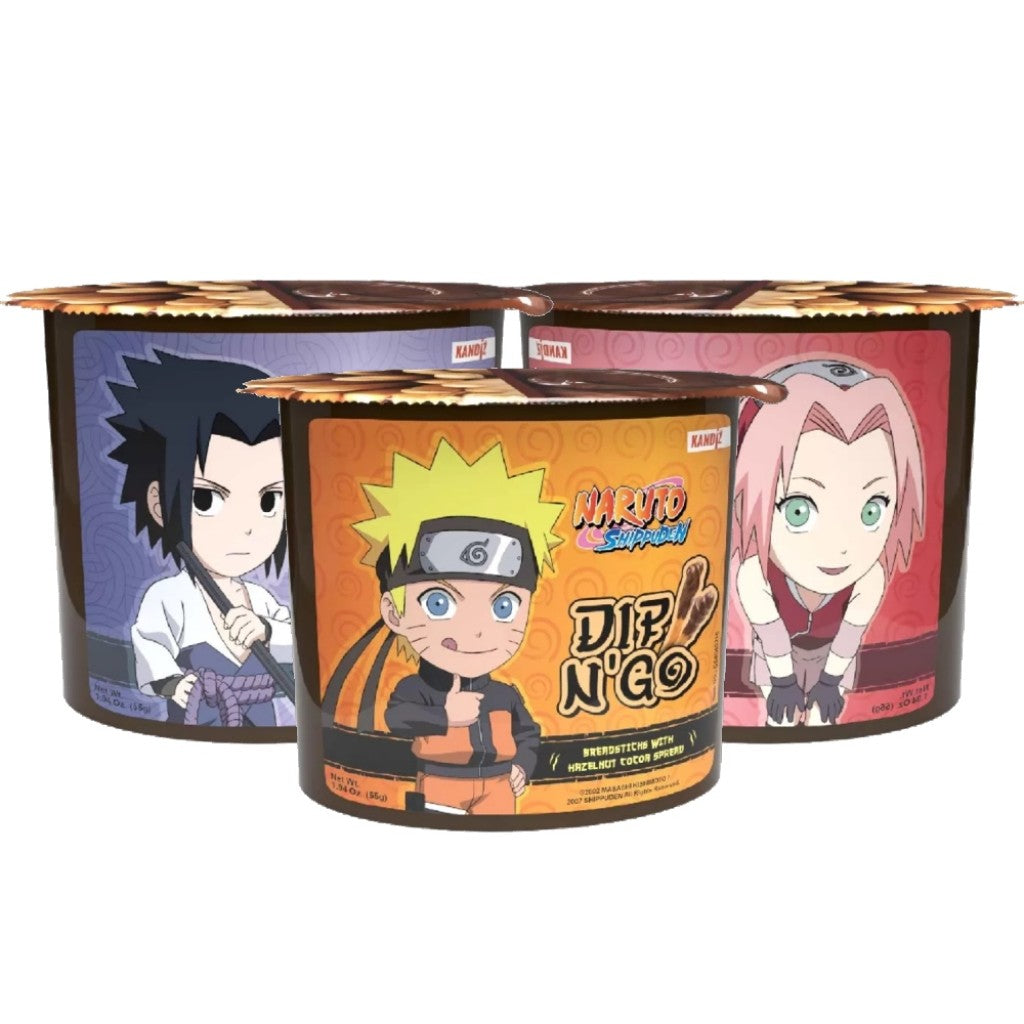 Sticks com Creme de Avelã e Cacau Dip N’Go Naruto Shippuden 55g Kandiz